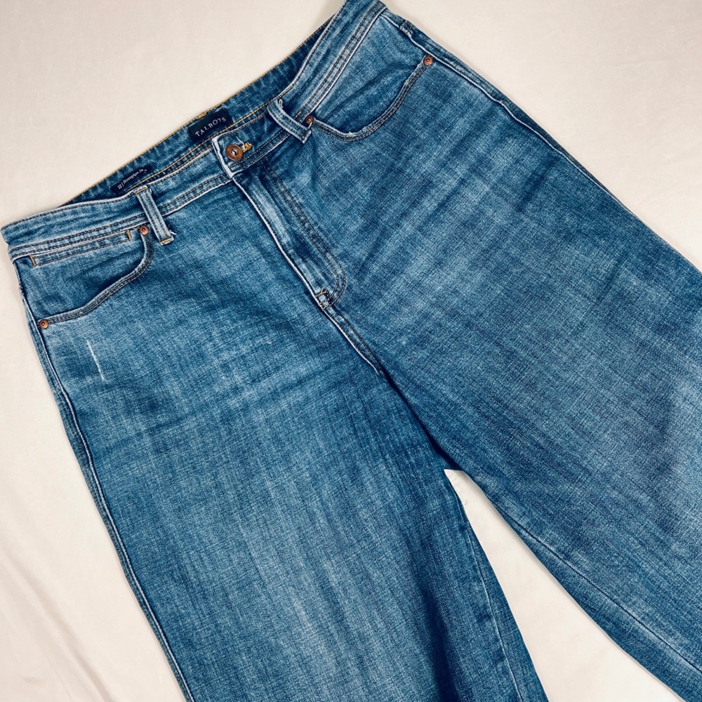 Talbots Stovepipe Jeans Womens 12 Medium Wash Wide Leg High Rise Blue Denim